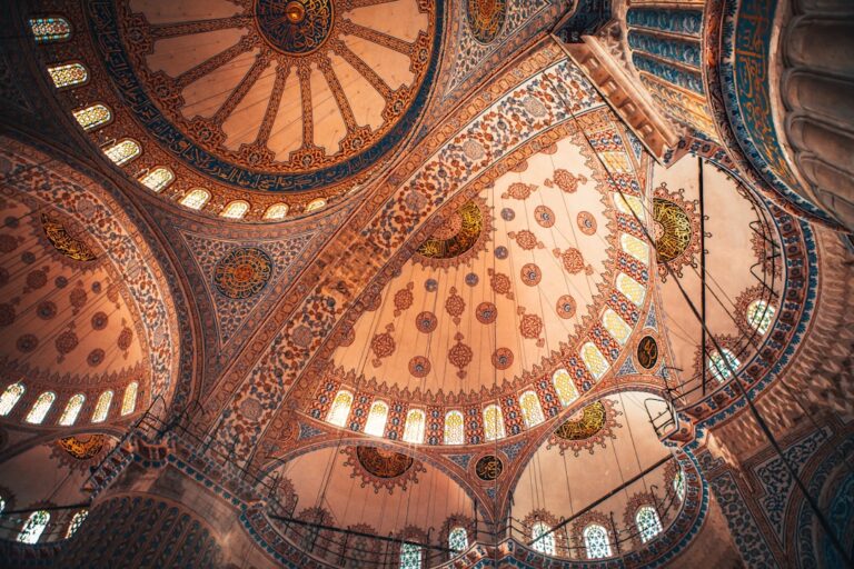 Interior of Sultan Ahmed Mosque Blue Mosque Istanbul, Turkey.