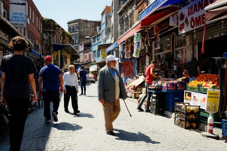 people walking on a street