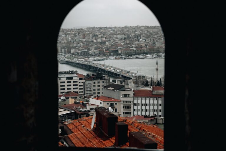 a view from tower on city istanbul