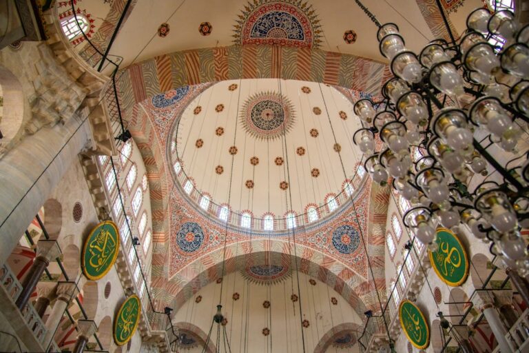 The interior of a beautiful, ornate mosque.
